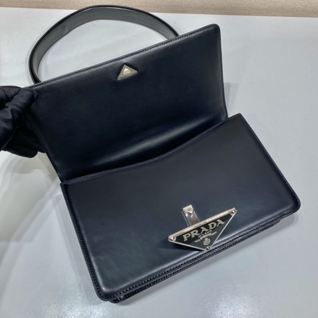 Prada Leather Bag Shoulder Bag Handbag Black 1BD321